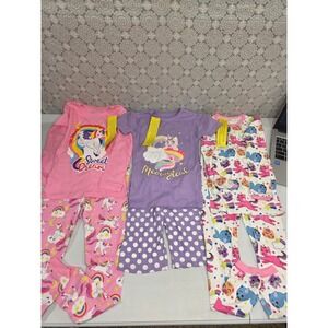 Kids Girls Unicorn Cat Narwhal Pajama Set 3pc Rainbow Stars Sleepwear Size 5